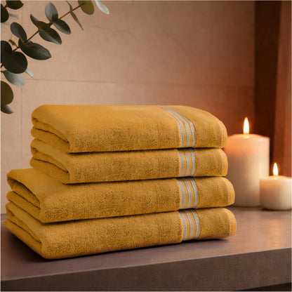 Swift Flow 100% Cotton Large Towel, 500 GSM, Solid, Gold
