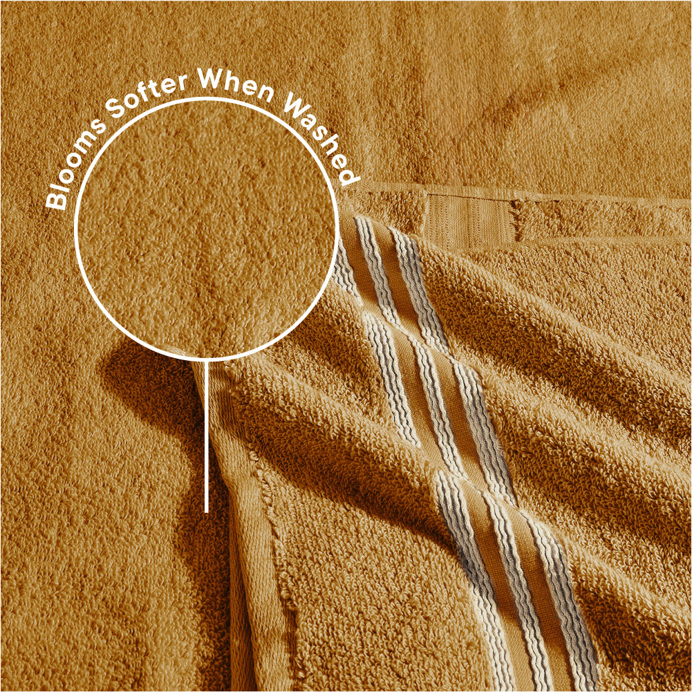 Swift Flow 100% Cotton Large Towel, 500 GSM, Solid, Gold
