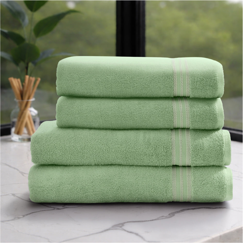 Swift Flow 100% Cotton Large Towel, 500 GSM, Solid, Light Green