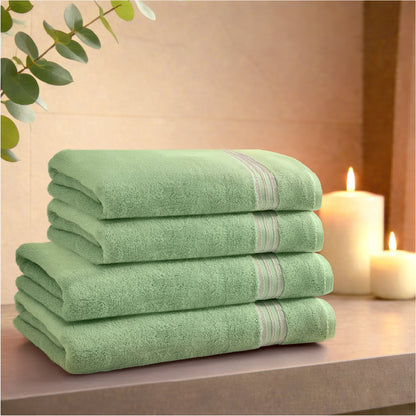 Swift Flow 100% Cotton Large Towel, 500 GSM, Solid, Light Green