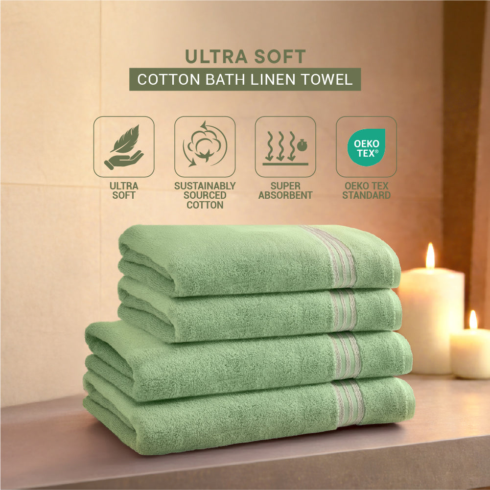 Swift Flow 100% Cotton Large Towel, 500 GSM, Solid, Light Green