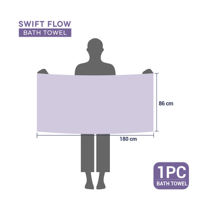 Swift Flow 100% Cotton Large Towel, 500 GSM, Solid, Light Violet