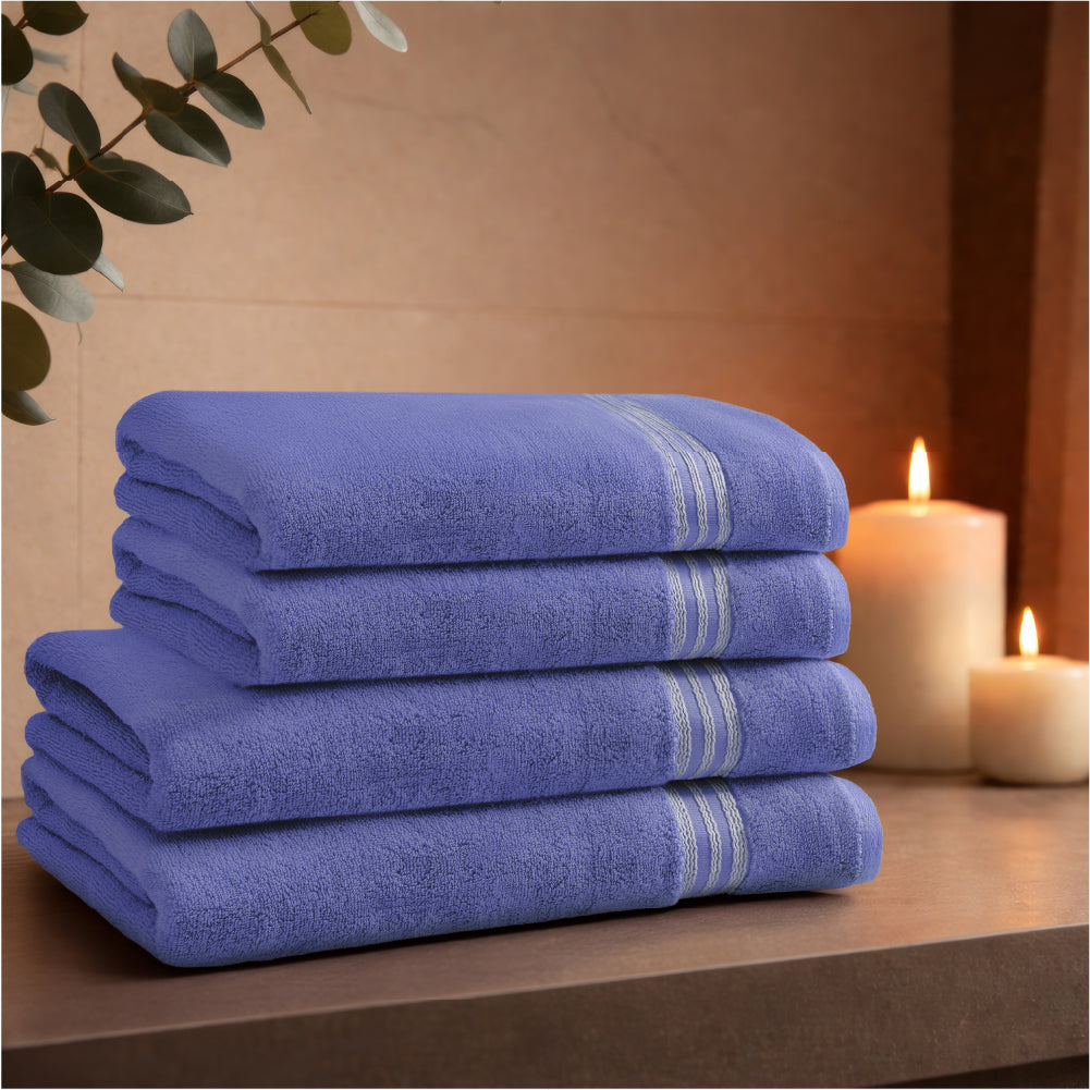 Swift Flow 100% Cotton Large Towel, 500 GSM, Solid, Blue