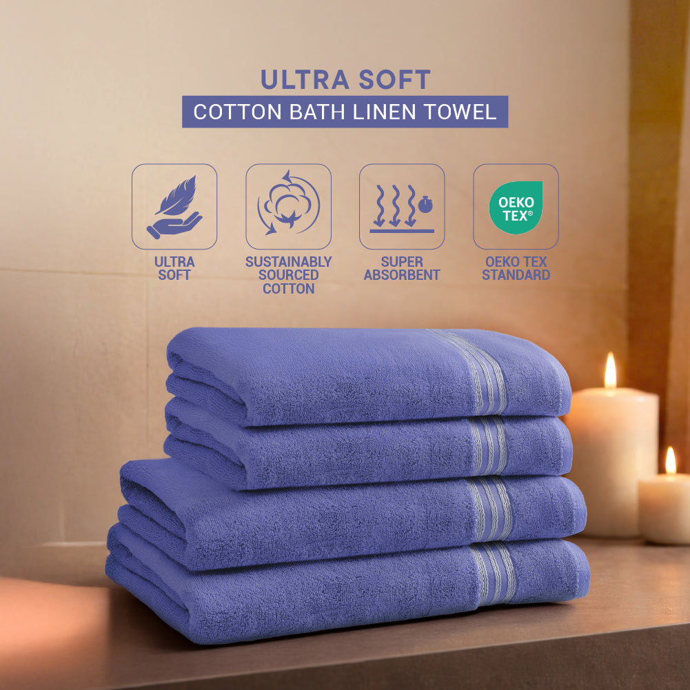 Swift Flow 100% Cotton Large Towel, 500 GSM, Solid, Blue