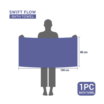 Swift Flow 100% Cotton Large Towel, 500 GSM, Solid, Blue