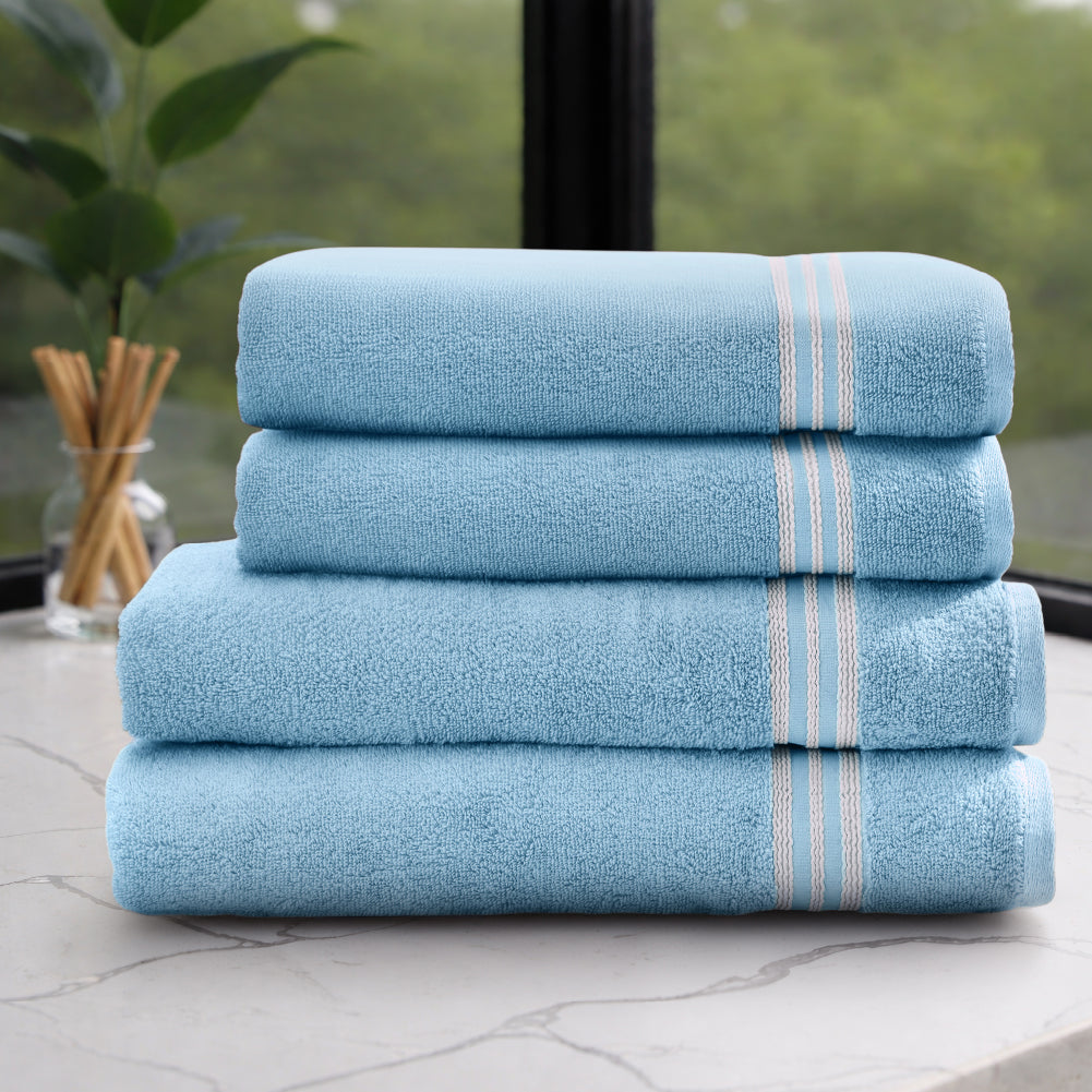 Swift Flow 100% Cotton Large Towel, 500 GSM, Solid, Light Blue