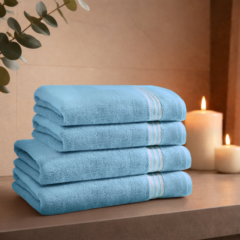 Swift Flow 100% Cotton Large Towel, 500 GSM, Solid, Light Blue
