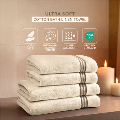 Swift Flow 100% Cotton Large Towel, 500 GSM, Solid, Beige