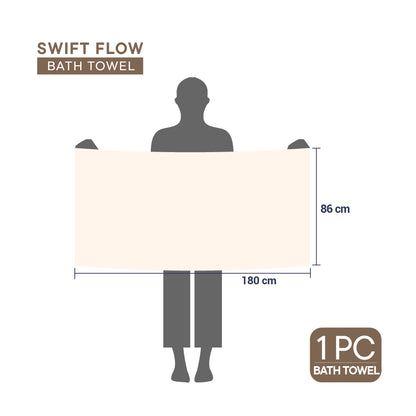 Swift Flow 100% Cotton Large Towel, 500 GSM, Solid, Beige