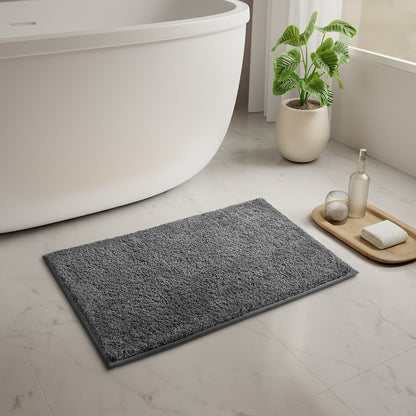Exotica Polyester Small Bath Mat, 2368 GSM, Solid, Dark Grey