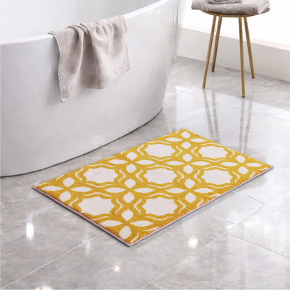 Jacaqua Polyester Large Bath Mat, 1677 GSM, Floral, Yellow
