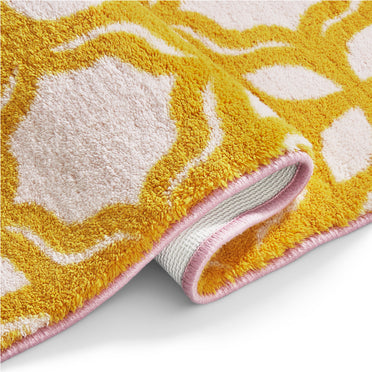 Jacaqua Polyester Large Bath Mat, 1677 GSM, Floral, Yellow