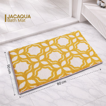 Jacaqua Polyester Large Bath Mat, 1677 GSM, Floral, Yellow