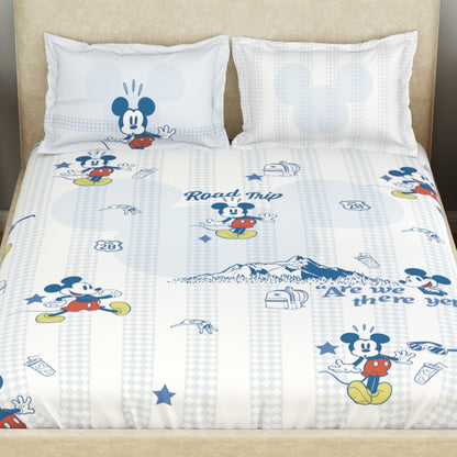Kids 100 % Cotton Double Bedsheet, 132 TC, Character, White