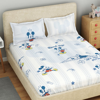 Kids 100 % Cotton Double Bedsheet, 132 TC, Character, White