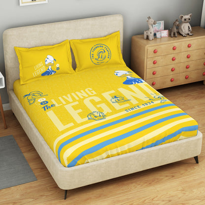 Kids 100 % Cotton Double Bedsheet, 132 TC, Character, Yellow