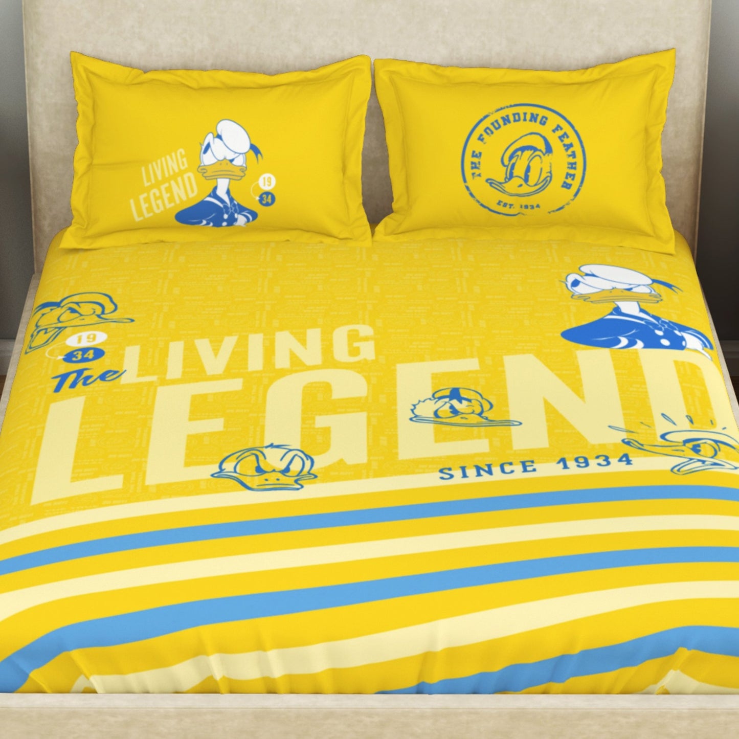 Kids 100 % Cotton Double Bedsheet, 132 TC, Character, Yellow