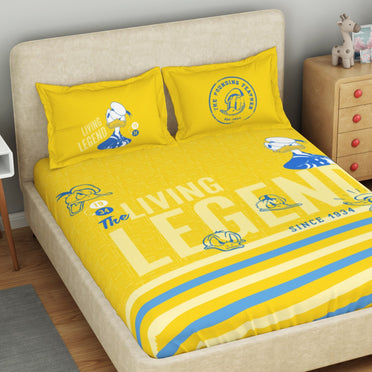 Kids 100 % Cotton Double Bedsheet, 132 TC, Character, Yellow