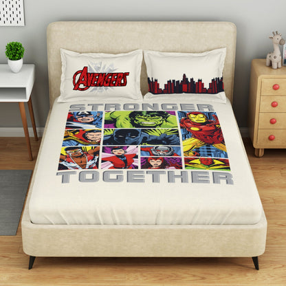 Kids 100 % Cotton Double Bedsheet, 132 TC, Character, Beige