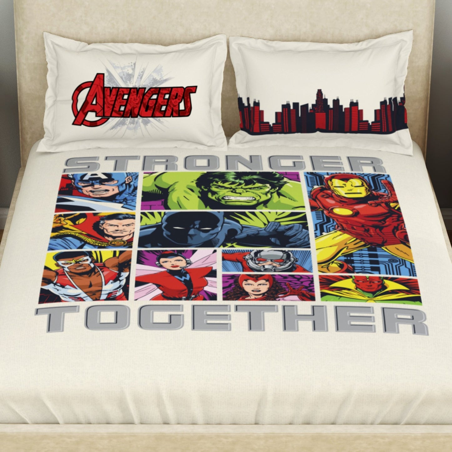 Kids 100 % Cotton Double Bedsheet, 132 TC, Character, Beige