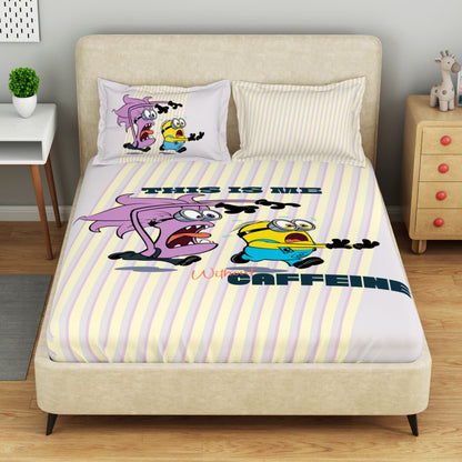 Kids 100 % Cotton Double Bedsheet, 132 TC, Character, Light Violet