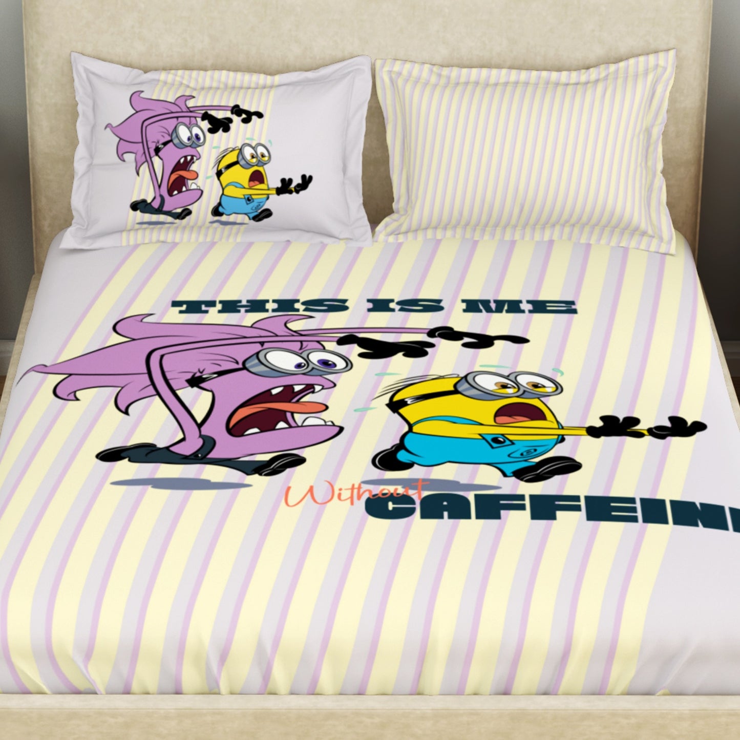 Kids 100 % Cotton Double Bedsheet, 132 TC, Character, Light Violet