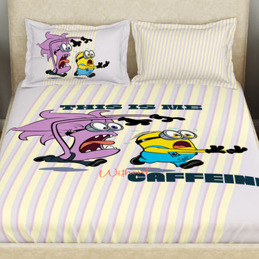 Kids 100 % Cotton Double Bedsheet, 132 TC, Character, Light Violet