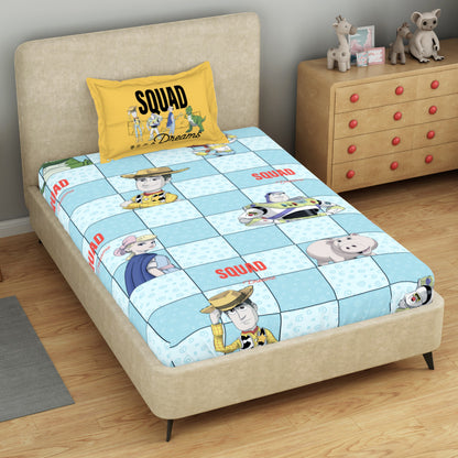 Kids 100 % Cotton Single Bedsheet, 132 TC, Character, Light Teal