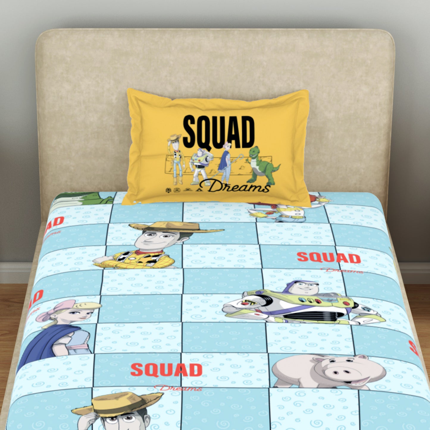 Kids 100 % Cotton Single Bedsheet, 132 TC, Character, Light Teal