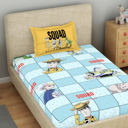 Kids 100 % Cotton Single Bedsheet, 132 TC, Character, Light Teal