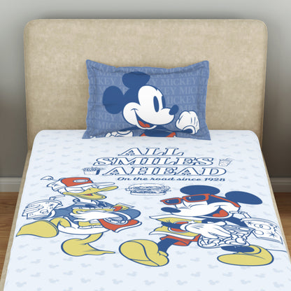 Kids 100 % Cotton Single Bedsheet, 132 TC, Character, Light Blue