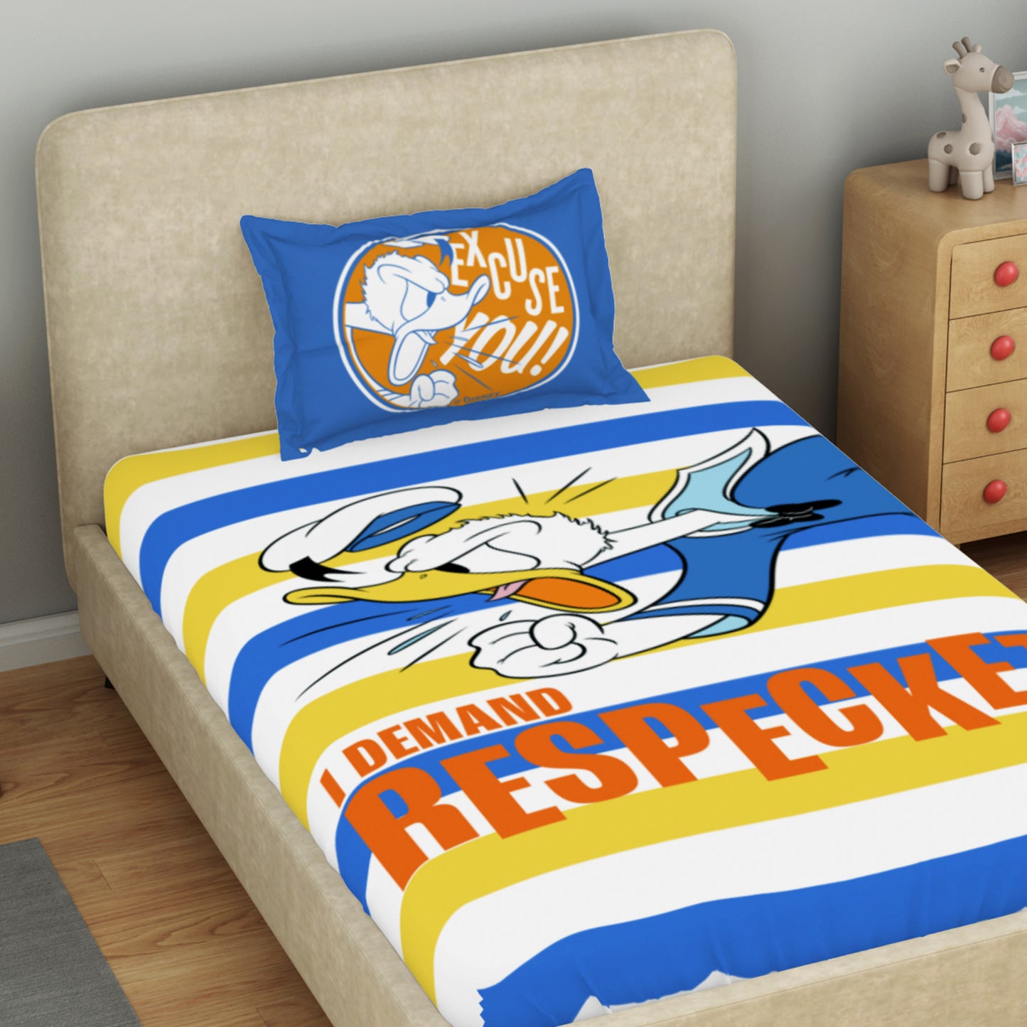 Kids 100 % Cotton Single Bedsheet, 132 TC, Character, Blue