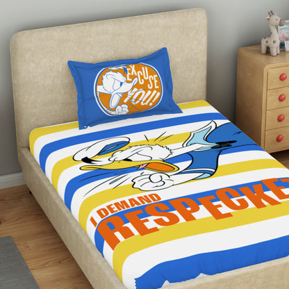Kids 100 % Cotton Single Bedsheet, 132 TC, Character, Blue
