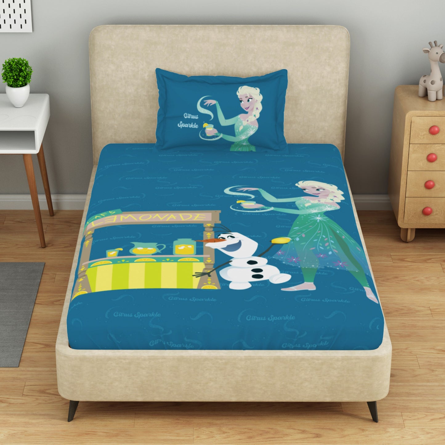 Kids 100 % Cotton Single Bedsheet, 132 TC, Character, Dark Blue