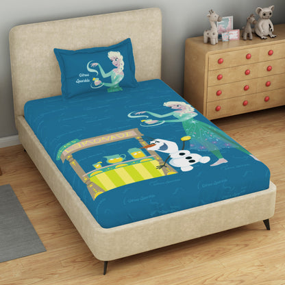 Kids 100 % Cotton Single Bedsheet, 132 TC, Character, Dark Blue