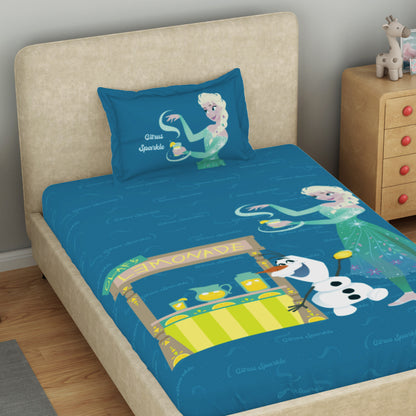 Kids 100 % Cotton Single Bedsheet, 132 TC, Character, Dark Blue