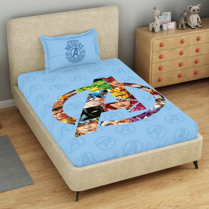 Kids 100 % Cotton Single Bedsheet, 132 TC, Character, Light Blue