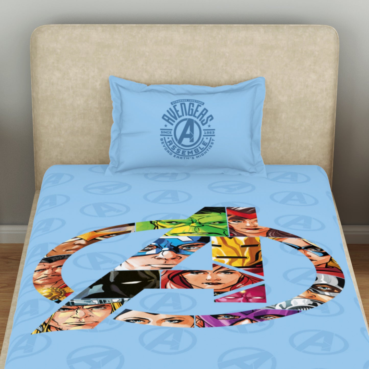 Kids 100 % Cotton Single Bedsheet, 132 TC, Character, Light Blue