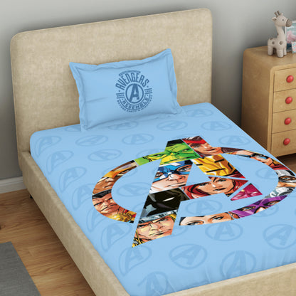 Kids 100 % Cotton Single Bedsheet, 132 TC, Character, Light Blue