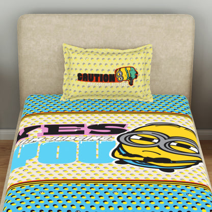 Kids 100 % Cotton Single Bedsheet, 132 TC, Character, Yellow