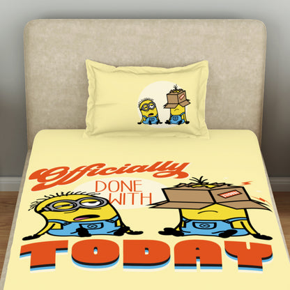 Kids 100 % Cotton Single Bedsheet, 132 TC, Character, Yellow