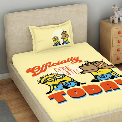 Kids 100 % Cotton Single Bedsheet, 132 TC, Character, Yellow