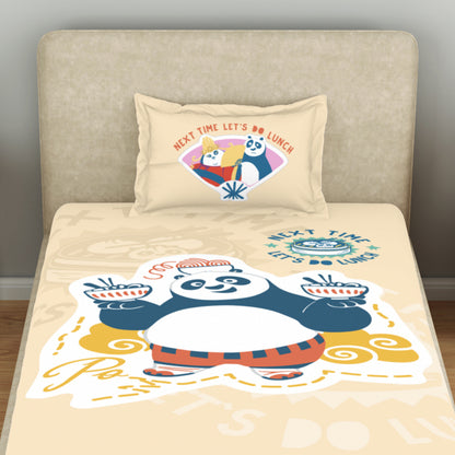 Kids 100 % Cotton Single Bedsheet, 132 TC, Character, Beige
