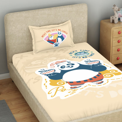 Kids 100 % Cotton Single Bedsheet, 132 TC, Character, Beige