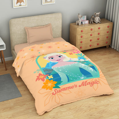 Kids 100 % Cotton Single Quilt, 132 TC, Character, Light Orange