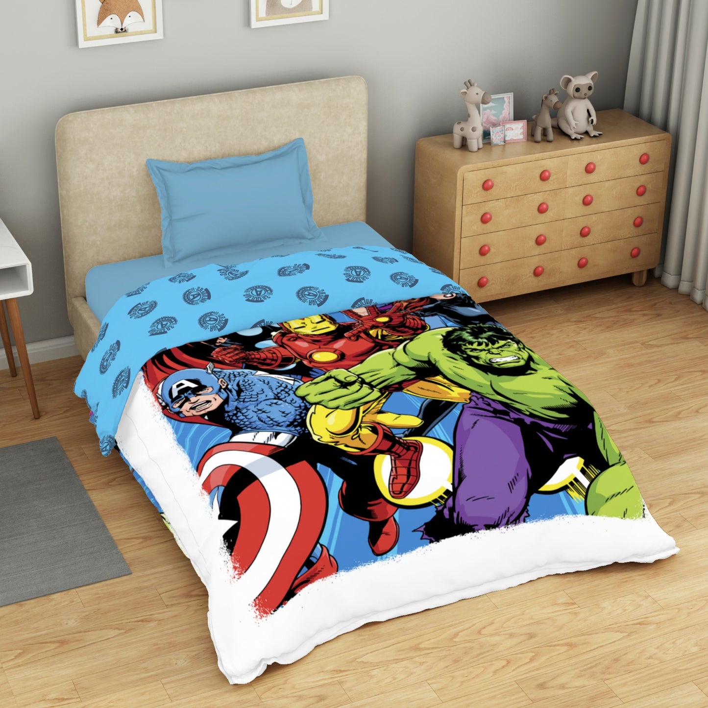 Kids 100 % Cotton Single Quilt, 132 TC, Character, Dark Blue