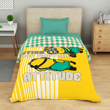 Kids 100 % Cotton Single Quilt, 132 TC, Character, Yellow