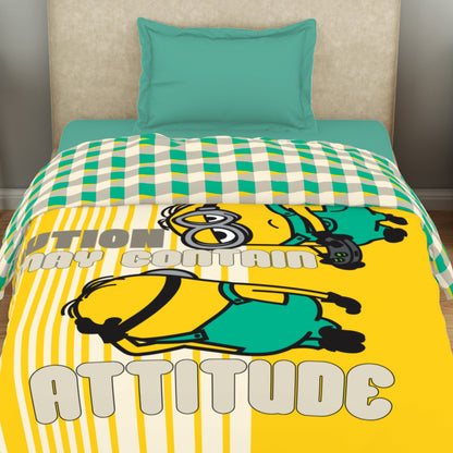 Kids 100 % Cotton Single Quilt, 132 TC, Character, Yellow
