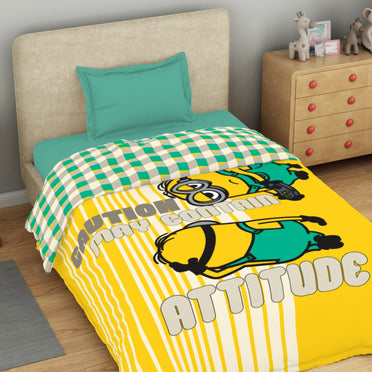 Kids 100 % Cotton Single Quilt, 132 TC, Character, Yellow