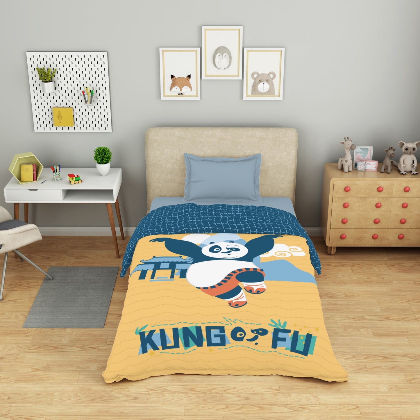 Kids 100 % Cotton Single Quilt, 132 TC, Character, Yellow